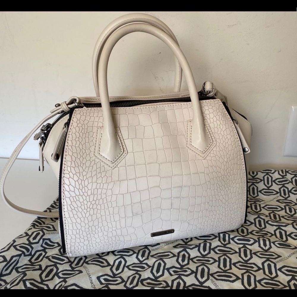 Rebecca Minkoff Perry cream faux croc Satchel